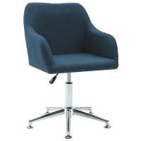 Vidaxl Swivel Dining Chair With Adjustable Height, Ergonomic Design, Stylish Blue Fabric Seat, Durable Wooden Frame, Steel Legs, Ideal For Living Room, Bedroom And Office