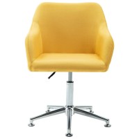 Vidaxl - Modern Swivel Dining Chair With Adjustable Height, Wooden Frame And Steel Legs, Suitable For Office And Home Use, Comfortable Thick Padding, Upholstered In Yellow Fabric