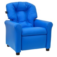 The Crew Furniture Traditional Kids Recliner Chair, Toddler Ages 1-5 Years, Polyurethane Faux Leather, Blue