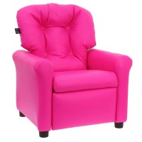 The Crew Furniture Traditional Kids Recliner Chair, Toddler Ages 1-5 Years, Polyurethane Faux Leather, Pink