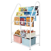 Aboxoo Metal Kids Bookshelf Freestanding For Children Room 25 Inches Toddler Bookcase Toy Organizer White Stable Bookcase Bookstore Library Book Unit Storage For Small Place