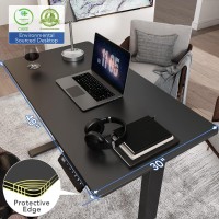 Flexispot En1 Standing Desk 48X30 Inches Whole-Piece Desktop With Memory Controller Electric Stand Up Desk (Black Frame + Black Top, 2 Packages)