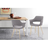 Armen Living Gigi Velvet Dining Room Chair With Metal Legs-Set Of 2, 19 Seat Height, Grey