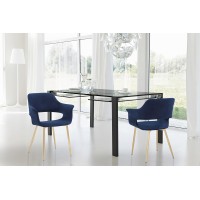 Armen Living Gigi Velvet Dining Room Chair With Metal Legs-Set Of 2, 19 Seat Height, Blue