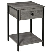 Homcom Industrial End Table With Storage Shelf, Accent Side Table With Drawer For Living Room, Or Bedroom, Grey