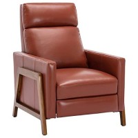 Comfort Pointe Reed Caramel Top Grain Leather Wood Frame Push Back Recliner