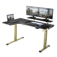 L Shaped Electric Height Adjustable Standing Desk Keyboard Tray,61 Stand Up Corner Computer Desk,Dual Motor Sit Stand Home Office Desk With Monitor Riser Memory Preset Mouse Pad Rgb Lights