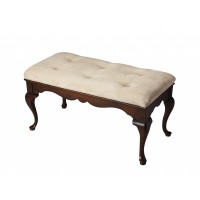 Homeroots Wood Classic Cherry Brown Finish Bench