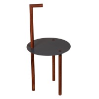 Dunawest 29 Inch Round Metal Top End Table With Inbuilt Wooden Pole, Brown And Black(D0102Hpy0Uw.)