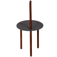 Dunawest 29 Inch Round Metal Top End Table With Inbuilt Wooden Pole, Brown And Black(D0102Hpy0Uw.)