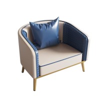 Nabeim Barrel Chair, Comfy Chair Living Room, Contemporary Leather Club Chair With Backrest And Armrest Mid-Century Modern Accent Chair With Metal Legs Stylish Upholstered Armchairs (Color : Blue)