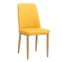 Warooma Modern Dining Chairs Kitchen Dining Room Chairs Accent Chairs, Upholstered Side Chair With Metal Legs, For Living Room Bedroom 1Pcs (Color : Yellow)
