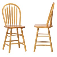 Sunset Trading Selections Arrowback 24 Barstool Light Oak Solid Wood Counter Height Stool Set Of 2