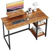 Greenforest Computer Desk With Monitor Stand,39 Inch Small Desk With Reversible Storage Shelve,Home Office Work Desk For Small Spaces,Easy Assembly,Walnut
