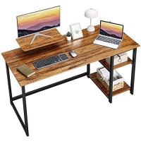 Greenforest Computer Desk With Monitor Stand,47 Inch Home Office Desk With Reversible Storage Shelves,Modern Writing Study Work Table,Easy Assembly,Walnut