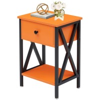 Vecelo Night Stand For Bedroom, Modern Bedside End Tables,Nightstands With Drawer &Storage For Living Room Office, 1 Pack, Orange