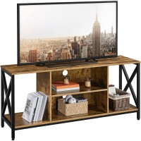Yaheetech Tv Stand For Tv Up To 65 Inch Tv Console Table 55 Industrial Tv Cabinet With Storage Shelves For Living Room Modern Style Entertainment Center For Gaming Room Rustic Brown