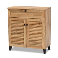 Baxton Studio Coolidge Oak Brown Finished Wood 1-Drawer Shoe Storage Cabinet