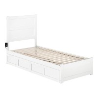 Noho Twin Extra Long Bed With Footboard And 2 Drawers In White