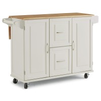 Homestyles Dolly Madison Off-White Kitchen Cart With Hardwood Drop Leaf