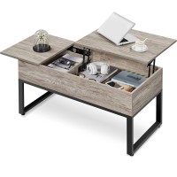 Yaheetech 40 Inch Lift Top Coffee Table With Hidden Storage Compartments, Farmhouse Rasing Coffee Table With Large Storage For Living Room, Gray