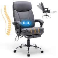 Homrest Reclining Office Chair With Massage, Ergonomic Office Chair With Foot Rest, Breathable Fabric Executive Computer Chair Wretractable Footrest, High Back Swivel Recliner For Office Home Study