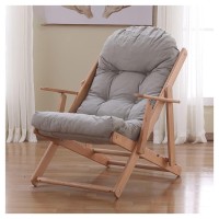 Reclining Chair For Bedroom, Folding Chair Indoor Padded, Wooden Frame Modern Accent Chair Comfy Upholstered Single Leisure Sofa Arm Chair For Living Room Office Yard Balcony ( Color : Light Gray )