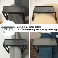 Couch Arm Tray Table Sofa Arm Clip Table,Armrest Tray Table Suitable For Home Drinks/Fast Food/Fruit Etc, Large Size Multi-Function Table Couch Arm Table Black