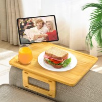Couch Arm Tray Table Sofa Arm Clip Table,Armrest Tray Table Suitable For Home Drinks/Fast Food/Fruit Etc, Large Size Multi-Function Table Couch Arm Table Natural