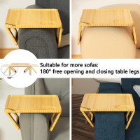 Couch Arm Tray Table Sofa Arm Clip Table,Armrest Tray Table Suitable For Home Drinks/Fast Food/Fruit Etc, Large Size Multi-Function Table Couch Arm Table Natural