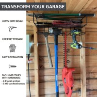 C2M Heavy Duty Floating Tool Shelf & Organizer 4 Pk | Wall Mounted Garage Storage Rack For Handheld & Power Tools | Usa Made, 100 Weight Limit, Compact Steel Design | Perfect For Father'S Day | Black