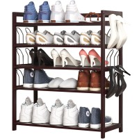 Bamboo Shoe Rack,Sundries Rack Kitchen Shelf 5 Tier Wooden Shoe Shelf Storage Organizer With Additional Hangers,Perfect For Entryway,Hallway, Bathroom Closet Or Living Room (Brown)