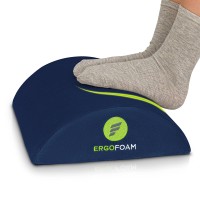 Ergofoam Ergonomic Foot Rest Under Desk - Premium Velvet Soft Foam Footrest For Desk - Most Comfortable Desk Foot Rest In The World For Lumbar, Back, Knee Pain - Foot Stool Rocker (Navy Blue)