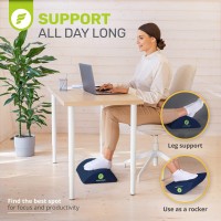 Ergofoam Ergonomic Foot Rest Under Desk - Premium Velvet Soft Foam Footrest For Desk - Most Comfortable Desk Foot Rest In The World For Lumbar, Back, Knee Pain - Foot Stool Rocker (Navy Blue)