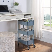 Sunnypoint 3-Tier Delicate Compact Rolling Metal Storage Organizer - Mobile Utility Cart Kitchen/Under Desk Cart With Caster Wheels (Blue, Compact (15.5 X 26.8 X 10.27))