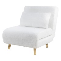 Gia Tri-Fold Convertible Polyester Sofa Bed Chair With Removable Pillow And Legs, Set Of 1, Arctic White