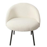 Homepop Modern Sherpa Accent Chair,Wood, Cream 25D X 28W X 32H In