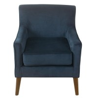 Homepop Home Decor Upholstered Davis Mid-Century Velvet Accent Chair Accent Chairs For Living Room & Bedroom Decorative Home Furniture, Navy