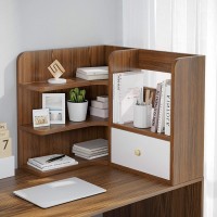 Jinyi2016Shop Bookshelf Desktop Bookshelf 3-Tier Countertop Bookcase Office Supplies Wood Desk Organizer Accessories Display Rack With 1 Drawer Bookcase Storage Rack (Color : Brown)