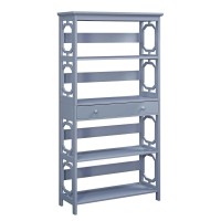 Convenience Concepts 203071Gy 5-Tier Bookcase With Drawer Gray