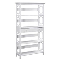 Convenience Concepts 203071W 5-Tier Bookcase With Drawer White