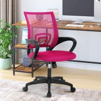 Pikaqtop Desk Chair Office Chair For Women, Mesh Task Ergonomic Chair With Thick Cushion Seat, Lumbar Support & Mesh Back, Computer Mesh Executive Adjustable Comfy Chair For Home Office Reading, Pink