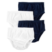 Simple Joys By Carter'S Baby Girls' Diaper Covers Shorts, Pack Of 4, Navy/White, Newborn