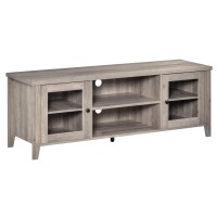 Homcom Modern Tv Stand, Entertainment Center With Shelves And Cabinets For Flatscreen Tvs Up To 60 For Bedroom, Living Room, Grey Wash