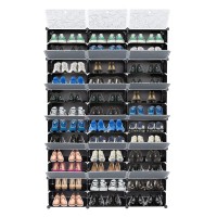 Tesmula 12-Tier Portable 72 Pair Shoe Rack Organizer 36 Grids Tower Shelf Storage Cabinet, Black