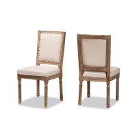Baxton Studio Louane Beige And Brown Finished Wood 2-Piece Dining Chair Set