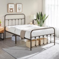 Topeakmart Twin Size Victorian Style Metal Bed Frame With Headboard/Mattress Foundation/No Box Spring Needed/Under Bed Storage/Strong Slat Support Bronze
