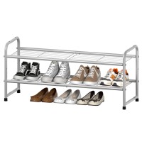 Sufauy Shoes Rack Shelf For Closet Metal Stackable Shoe Storage Organizer, Wire Grid, 2-Tier, Silver