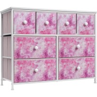 Sorbus Fabric Dresser For Kids Bedroom - Chest Of 8 Drawers, Storage Tower, Clothing Organizer, For Closet, For Playroom, For Nursery, Steel Frame, Fabric Bins - Knob Handle (Tie-Dye Pink)