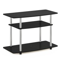 Furinno Turn-N-Tube No Tools 3-Tier Entertainment Center Tv Stand For Tv Up To 32 Inch, Stainless Steel Tubes, Americanochrome